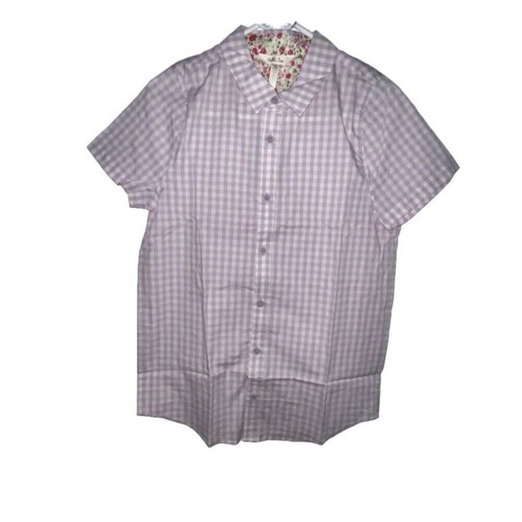 NWT Matilda Jane BOYS Miles Of Style Size 16 Button Up Shirt Purple Gingham Kids - Picture 2 of 9